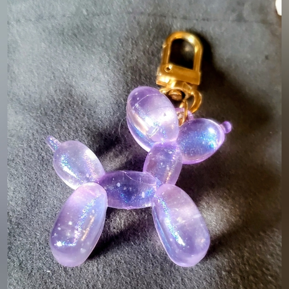 Purple Iridescent Balloon Dog Bag Charm